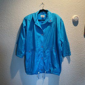 Vintage VTG 80s Windsor Bay Women's Turquoise Windbreaker Jacket